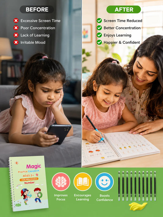 Reusable Magic Practice Copybook Set For Kids