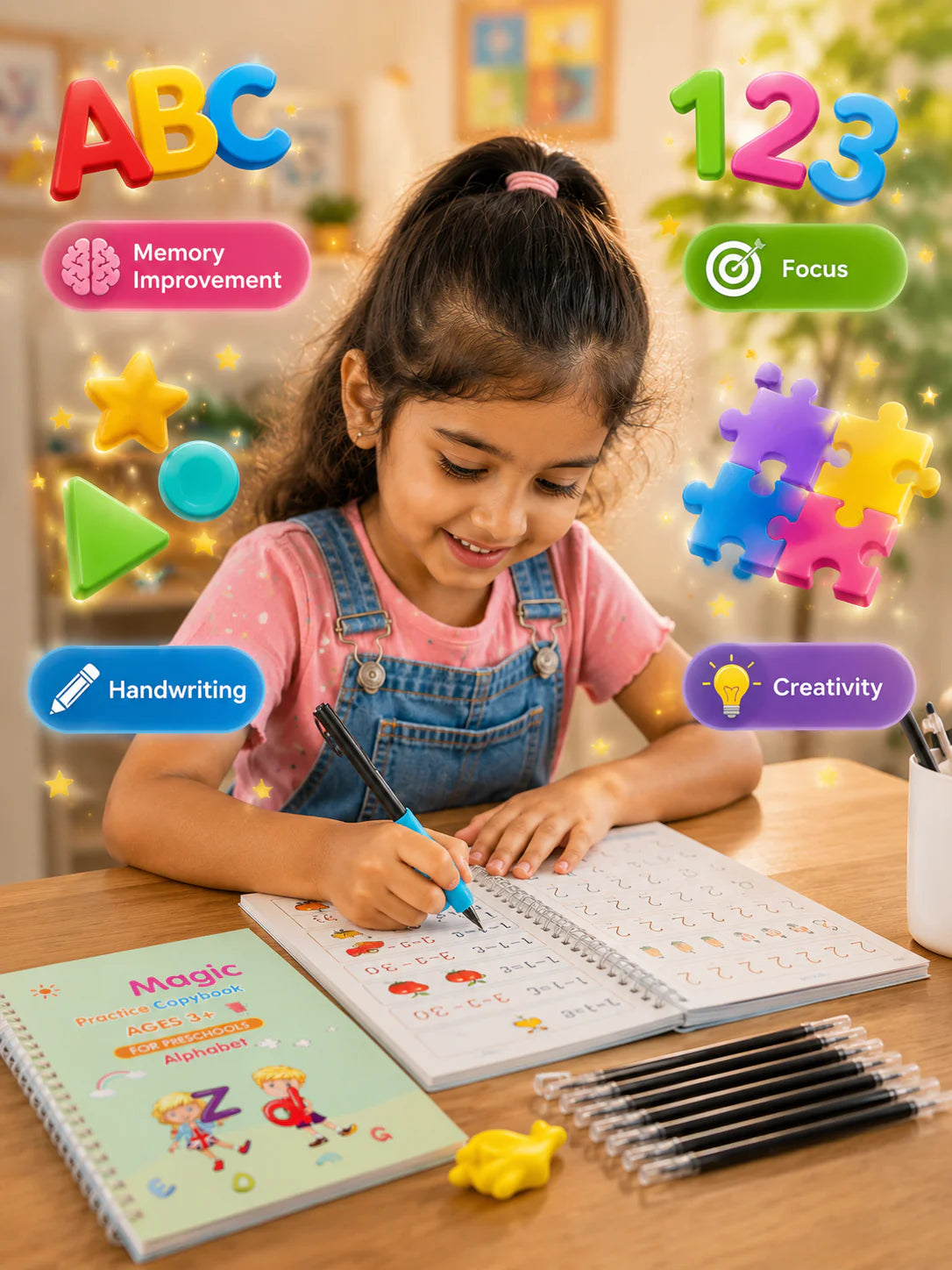 Reusable Magic Practice Copybook Set For Kids