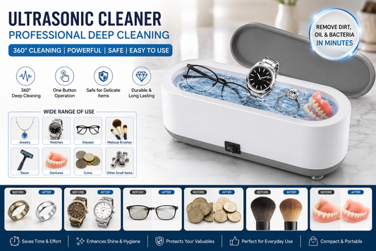 Ultrasonic Cleaner Pro | Flat 50% OFF + Free Shipping + Cash on Delivery  Restore the shine of your everyday essentials in just minutes—using only water!  ⭐⭐⭐⭐⭐ Trusted by Thousands of Happy Customers